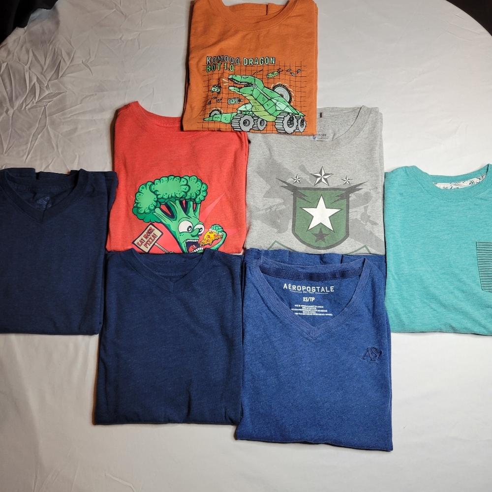 Lot Of 7 Boys Tshirts SZ 8/10, 10/12 Get Ready For School With This Coloful Lot